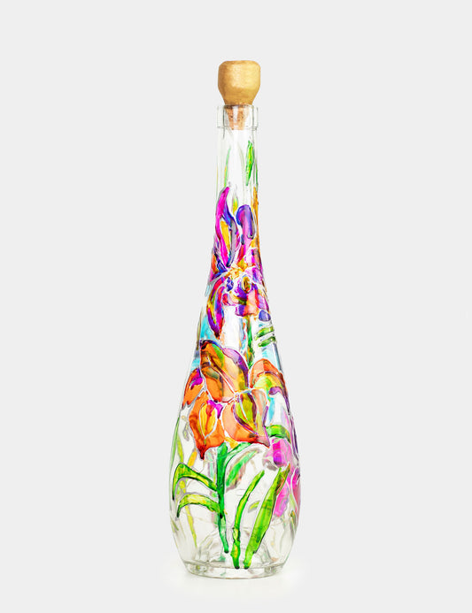 Lámpara Botella reciclada: Lirios