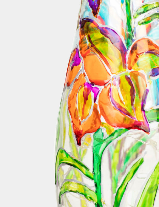 Lámpara Botella reciclada: Lirios