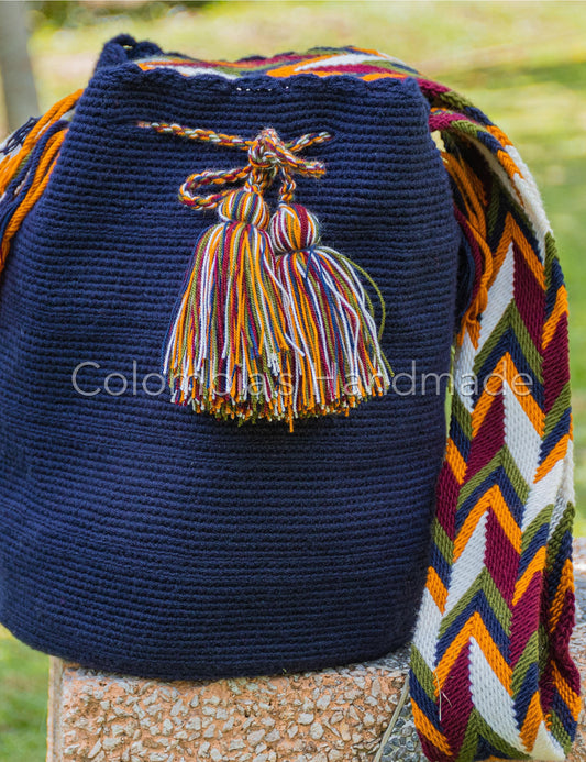 Mochila Wayuu Azul Oscuro